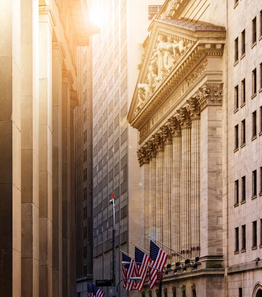 New York City Historic Buildings Financial District Lower Manhattan Wall — Stock Photo, Image