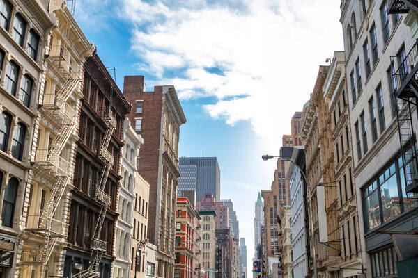 Historic buildings along Broadway in SoHo Manhattan, New York City NYC