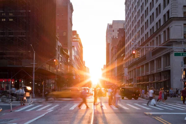 New York City Street Scene Crowds People Traffic Busy Intersection — Stock Photo, Image