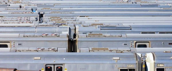 Modelul Fundal Rânduri Repetate Mașini Tren Hudson Yards New York — Fotografie, imagine de stoc