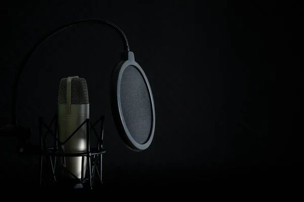 Estudio Grabación Sonido Voz Sin Nadie Filtro Escudo Pop Micrófono —  Fotos de Stock