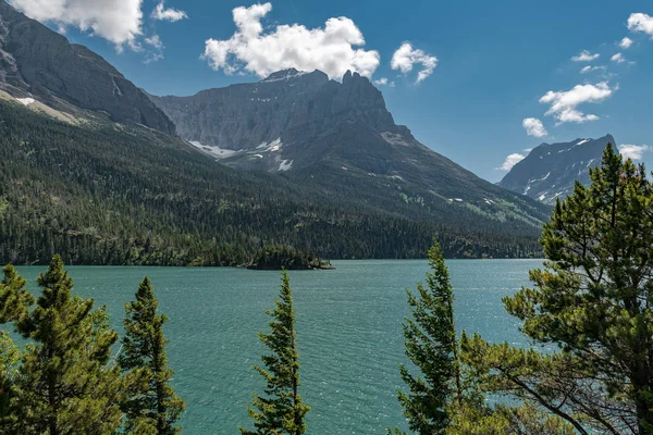 Pohled Krásnou Krajinu Mary Jezera Národním Parku Glacier Montana — Stock fotografie