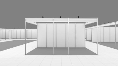 Boş beyaz ticaret fuar standında sistemi standı. Mockup.