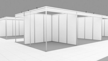 Boş beyaz ticaret fuar standında sistemi standı. Mockup.