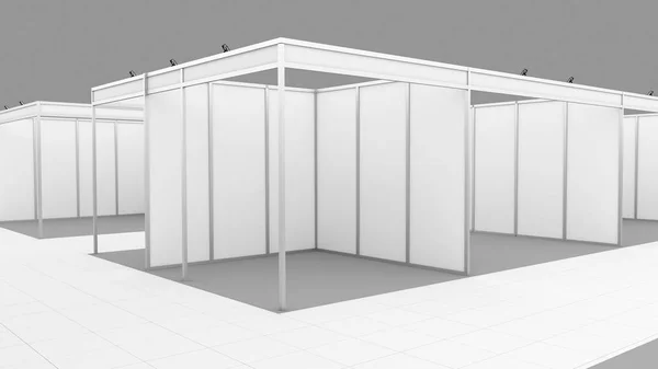 Blank white trade exhibition booth system stand. Mockup.