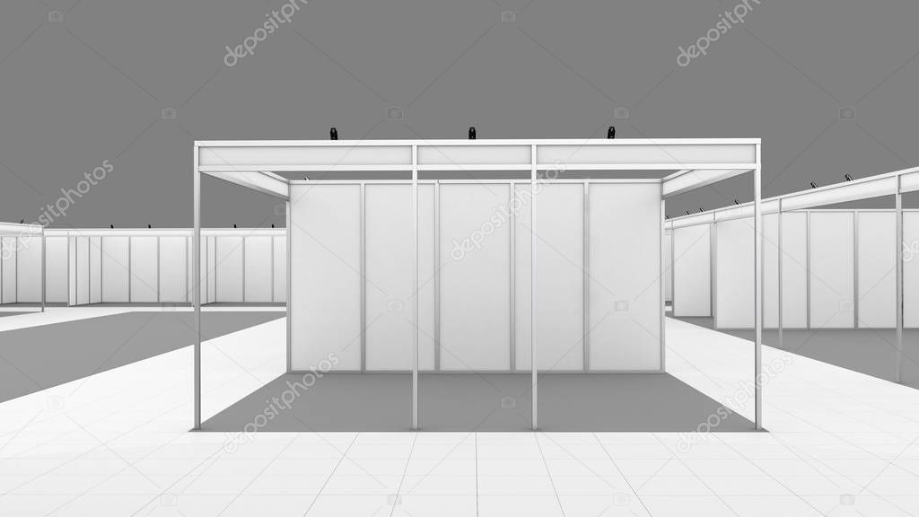 Blank white trade exhibition booth system stand. Mockup.