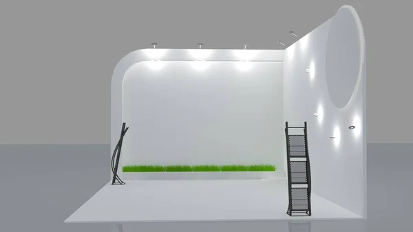 Üres fehér kereskedelmi kiállítási stand rendszer stand — Stock Fotó