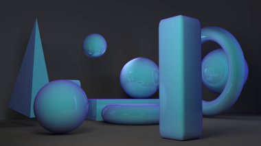 küp-kutusu pembe mermer set en az krem arka plan 3d render