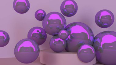 3D gerçekçi köşe duvar soyut sahne podyum ve Ürün sunumları için topları ile.