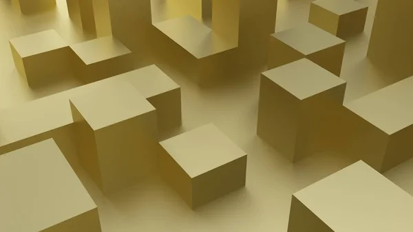 Guld kuber. 3D render-bild — Stockfoto