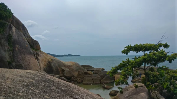 Beaux Rochers Dans Plage Thr Thaïlande Samui Chaweng Noi Paradis — Photo