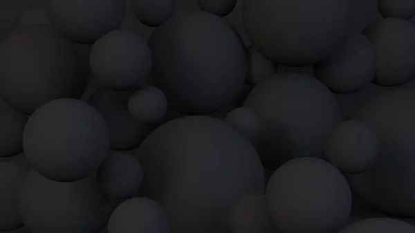 Renderização 3d abstrata de partículas caóticas. Esferas negras no espaço vazio . — Fotografia de Stock