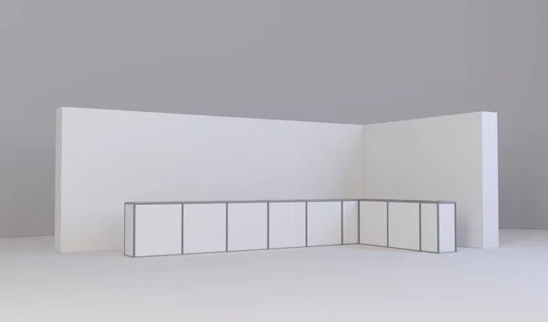 Простой выставочный стенд. Трехмерная иллюстрация на белом фоне — стоковое фото