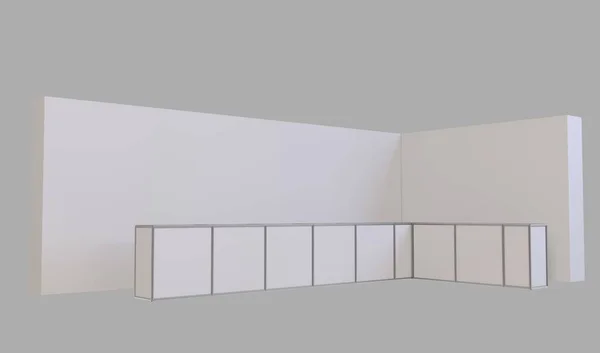 単純なトレードショーブース。白地に隔離された3Dイラスト — ストック写真