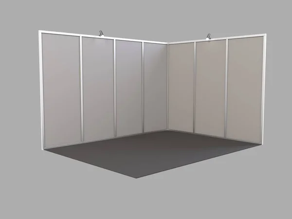 Basit bir fuar standı. 3d illüstrasyon beyaz arkaplanda izole edildi