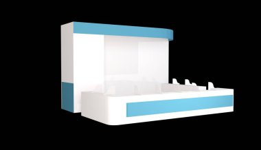 Basit bir fuar standı. 3d illüstrasyon beyaz arkaplanda izole edildi