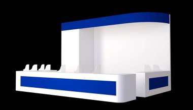 Basit bir fuar standı. 3d illüstrasyon beyaz arkaplanda izole edildi