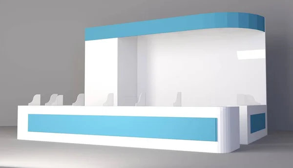 Basit bir fuar standı. 3d illüstrasyon beyaz arkaplanda izole edildi
