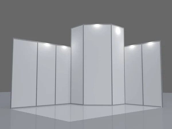 Einfacher Messestand. 3D-Illustration isoliert auf weißem Hintergrund — Stockfoto