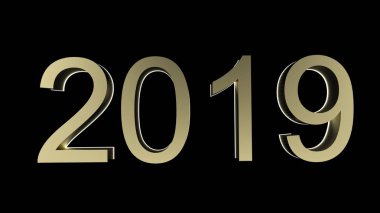 Mutlu yeni yıl 2019 3d render mermer masa üstü ile bulanıklık pastel renk soyut bokeh arka plan üzerinde