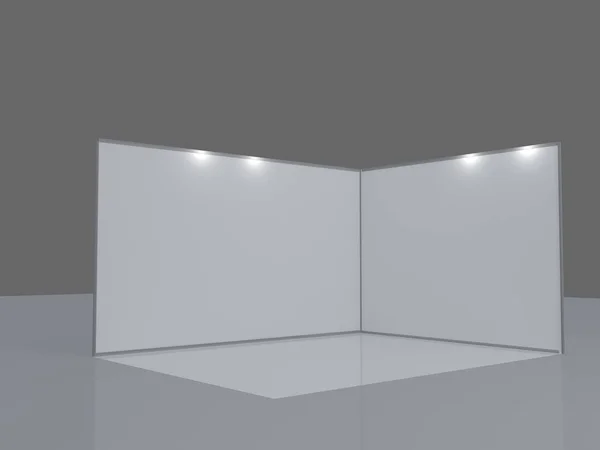 Basit bir fuar standı. 3d illüstrasyon beyaz arkaplanda izole edildi