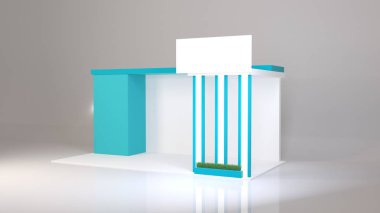 Basit ticaret göstermek standında. 3d illüstrasyon izole