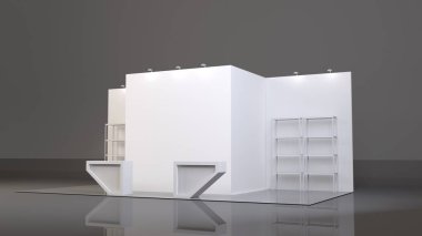 Boş boş stand booth mock-up şablonu. 3D render