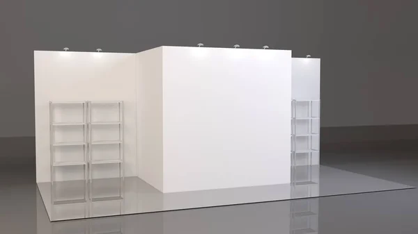 Plantilla de maqueta de stand en blanco vacía. Renderizado 3D — Foto de Stock