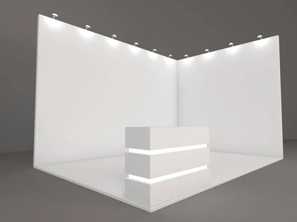 Trade exhibition stand, Exhibition round, 3D rendering visualization of exhibition equipment