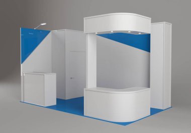 Adil ticaret booth. Mock-up booth şablonu. 3D