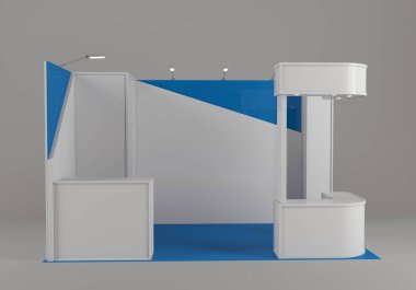 Adil ticaret booth. Mock-up booth şablonu. 3D