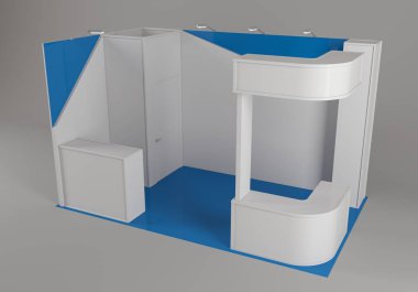 Adil ticaret booth. Mock-up booth şablonu. 3D