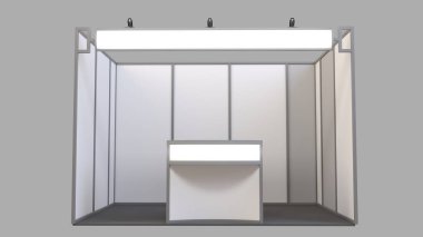 Ticaret Fuar Standı, Fuar yuvarlak, Sergi donatımı, uzay arka plan üzerinde 3d render görselleştirme