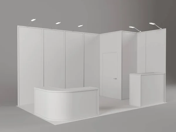 Trade exhibition stand, Exhibition round, 3D rendering visualization of exhibition equipment,space on background