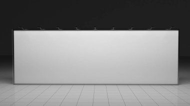 3D render afiş. 12 x 3 metre. Senin deisgn için şablon. Boş. Yukarı alay