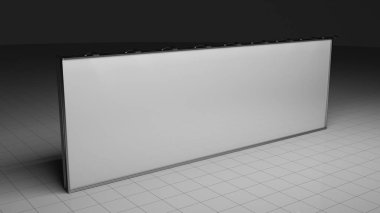3D render afiş. 12 x 3 metre. Senin deisgn için şablon. Boş. Yukarı alay