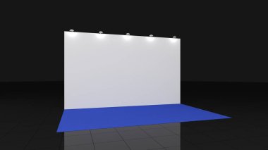 Mavi halılı 3x5 metre arkaplan. 3d hazırlayıcı