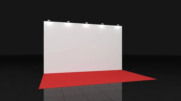 Fondo con alfombra roja de 3x4 metros. 3d rendir para su deisgn, Mockup. —  Fotos de Stock