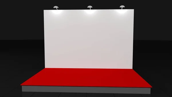 Backdrop με κόκκινο χαλί 2x3 μέτρα. 3D καθιστούν για deisgn σας, Mockup. — Φωτογραφία Αρχείου