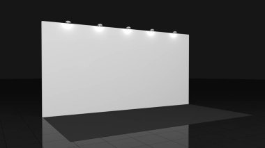 Backdrop with black carpet 3x6 meters. 3d render for your deisgn, Mockup. Template clipart
