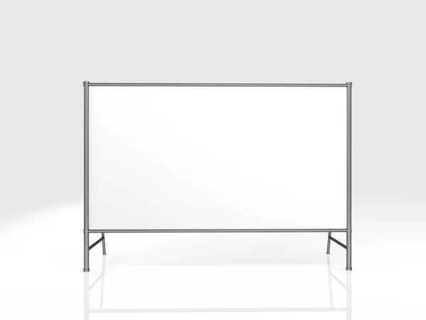 2000x4000mm Banner exterior de publicidad en blanco en el sistema de construcción de armadura metálica sobre un fondo blanco. Renderizado 3d — Foto de Stock