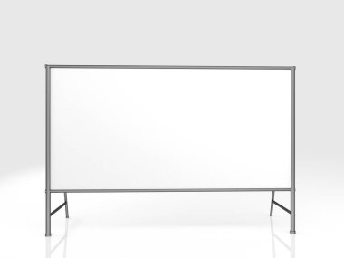 2x4 'lük boş pankartıyla billet tuşuna basın. Mobil ticaret standı beyaz ve boş. 3D görüntüleme beyaz arkaplanda izole edildi. Tasarımınız için Yüksek Çözünürlük Şablonu.