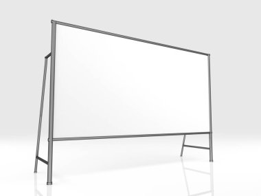 2x4 'lük boş pankartıyla billet tuşuna basın. Mobil ticaret standı beyaz ve boş. 3D görüntüleme beyaz arkaplanda izole edildi. Tasarımınız için Yüksek Çözünürlük Şablonu.