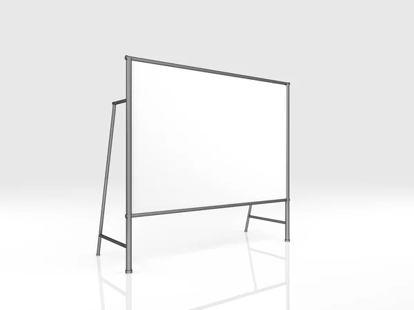 Billet Presse Wand mit leerem Banner 2x3 Meter. Mobiler Messestand weiß und leer. 3D-Rendering isoliert auf weißem Hintergrund. Hochauflösende Vorlage für Ihr Design. — Stockfoto