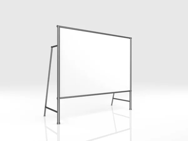 Parede de imprensa de boleto com banner em branco 2x3 metros. Cabine de feira móvel branco e em branco. 3d render isolado no fundo branco. Modelo de alta resolução para o seu projeto. — Fotografia de Stock