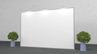 Boş afiş zemin 2 x 3 metre. 3D render mockup. Senin için şablon
