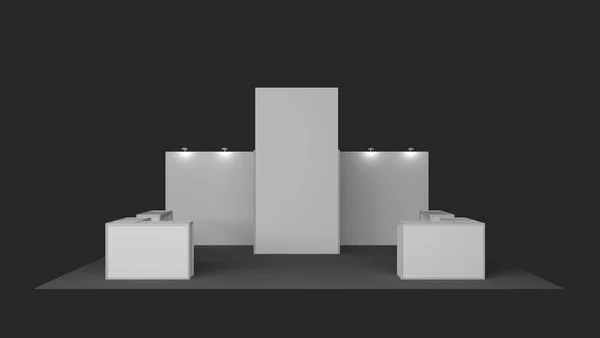 3D καθιστούν έκθεση stand mockup. Πρότυπο για το σχεδιασμό σας — Φωτογραφία Αρχείου