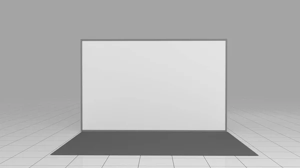 3d render basın duvar 4x2.5 metre. Zemin. Mockup. 3d beyaz arka plan üzerinde izole render. Yüksek Çözünürlüklü Şablon