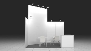 Basit Emply Booth 4x4 metre. Mockup. 3b işleme şablonu