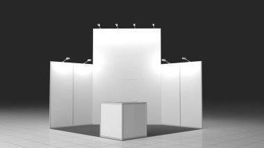 Basit Emply Booth 4x4 metre. Mockup. 3b işleme şablonu